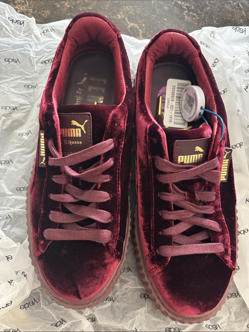 Puma Velvet Sneakers in Burgundy